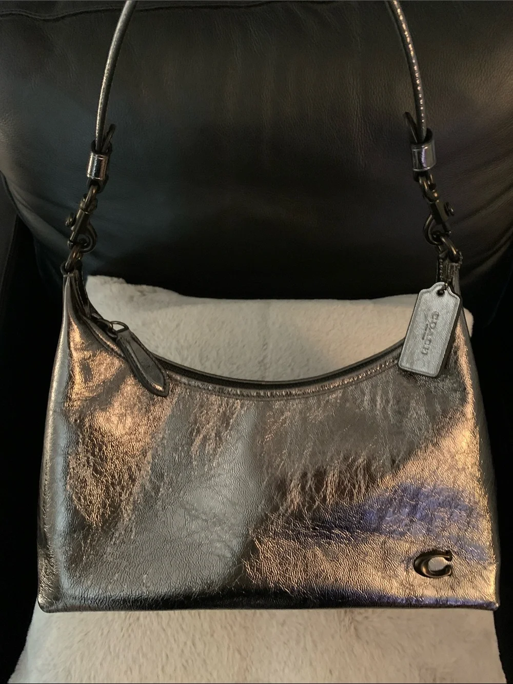 2024 Coach Juliet in Anthracite Metallic Leather - Picture 1 of 12